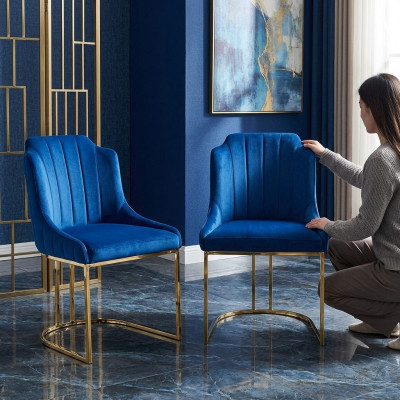 Stoel Hout Armstoel Fauteuil Eetkamerstoelen Bureaustoel Blauw Keukenstoel