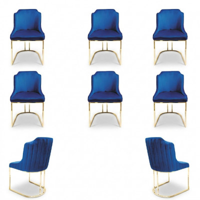 Garnitur Set 6x Eetkamerstoel Zitgroep Stoelen Textiel Bekleding