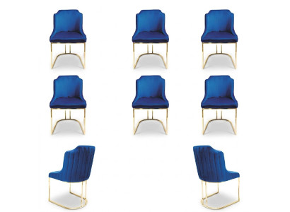 Garnitur Set 6x Eetkamerstoel Zitgroep Stoelen Textiel Bekleding