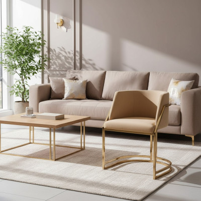 Keuken Eetkamer Modern 4x Stoel RVS Doek Beklede Stoelen