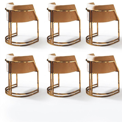 Keukenstoelen Elegant Eetkamer Stoffen Set 6 Stoel Ontwerp Metaal Textiel