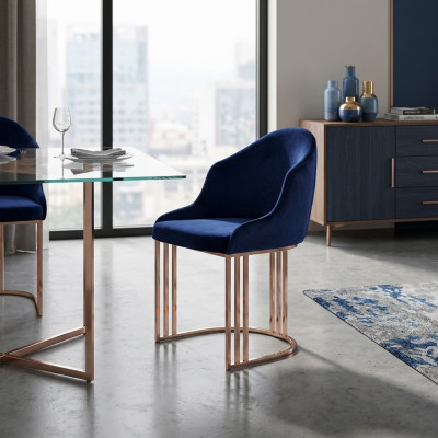 Ontwerper fauteuil luxe eetkamer 4x stoel stoelen gestoffeerd textiel modern