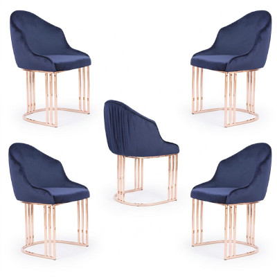 Ontwerper fauteuil luxe eetkamer 4x stoel stoelen gestoffeerd textiel modern