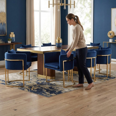 Groep textielbeklede stoelen voor het restaurant eetkamer stoffen designset van 6 stoelen