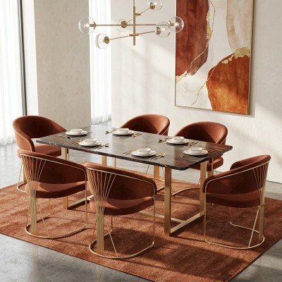 Ontwerp Gestoffeerde Stoel 6 Stoelen Groep Set Fauteuil Lounge Set Luxe