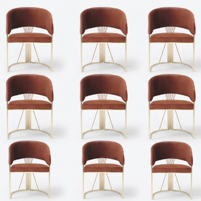 Eetgroep set van 8 textielstoelen gestoffeerde stoel set groep stoelen