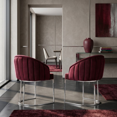 Ontwerper Metalen Stof Beklede Stoelen Horeca Eetkamer Modern 2x Fauteuil