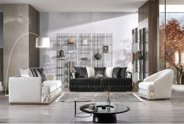 Chesterfield Luxe Bankstel Beklede Meubels 3+3+1 Woonlandschap