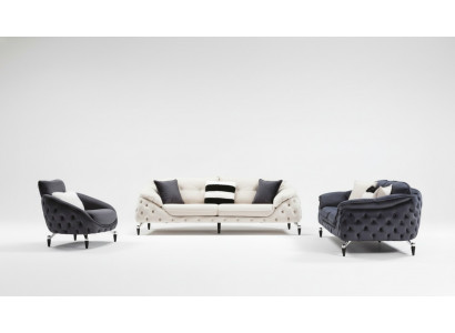 Bank Chesterfield met houten textiel bankstel 331 zitset bekleding