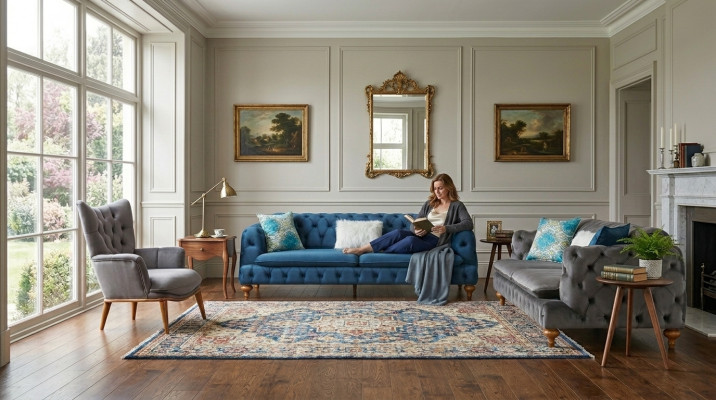 Sofasetbank Bank 3+3+1 Chesterfield fauteuil meubel bekledingsset veelkleurig