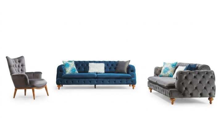 Sofasetbank Bank 3+3+1 Chesterfield fauteuil meubel bekledingsset veelkleurig
