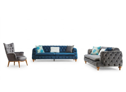 Sofasetbank Bank 3+3+1 Chesterfield fauteuil meubel bekledingsset veelkleurig