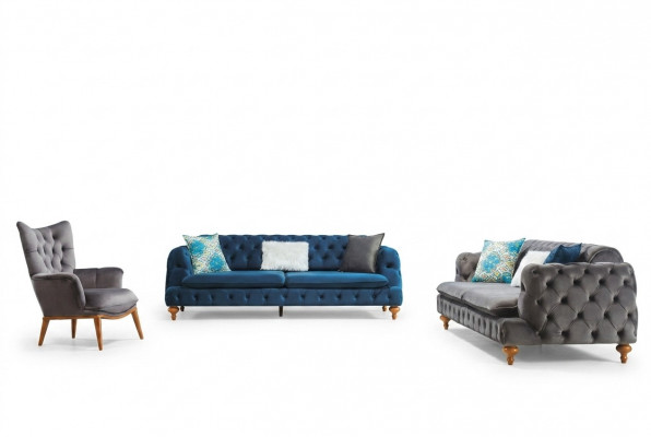 Stoel 1 zits Grijs Woonkamer Textiel Chesterfield Italiaanse Stijl