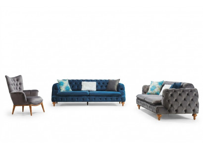Stoel 1 zits Grijs Woonkamer Textiel Chesterfield Italiaanse Stijl
