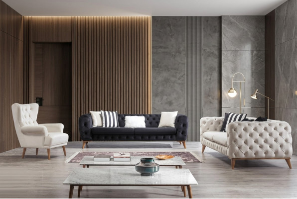 Bank 3-zits Wit Luxe Meubels Chesterfield Meubels Italiaanse Stijl