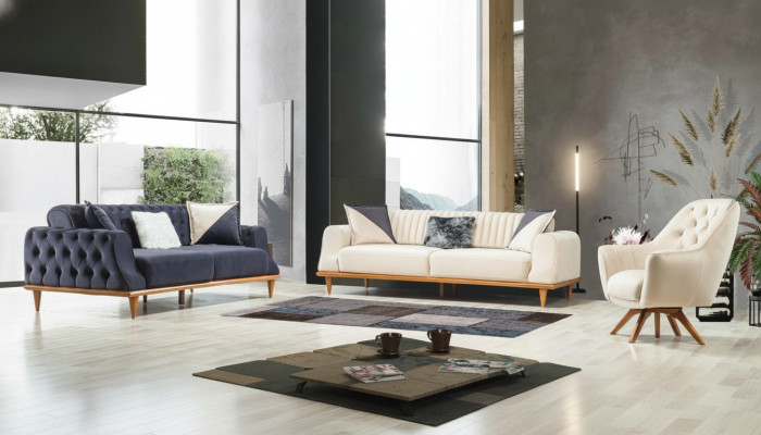 Luxe bankstel Zachte bank Textielstoffen bankstel Set 3-zits meubels