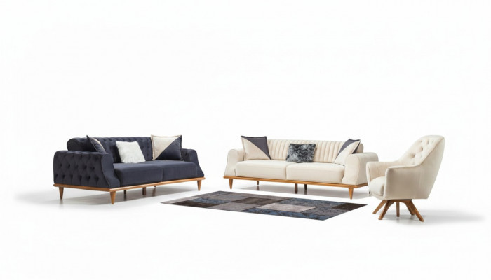 Luxe bankstel Zachte bank Textielstoffen bankstel Set 3-zits meubels