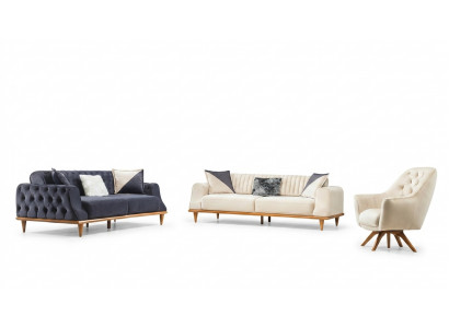 Fauteuil Beige 1-zits Woonkamer Klassiek Design Chesterfield