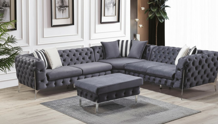 Poef Blauw Woonkamer Chesterfield Elegante Meubels Italiaanse Stijl