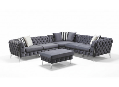 Poef Blauw Woonkamer Chesterfield Elegante Meubels Italiaanse Stijl