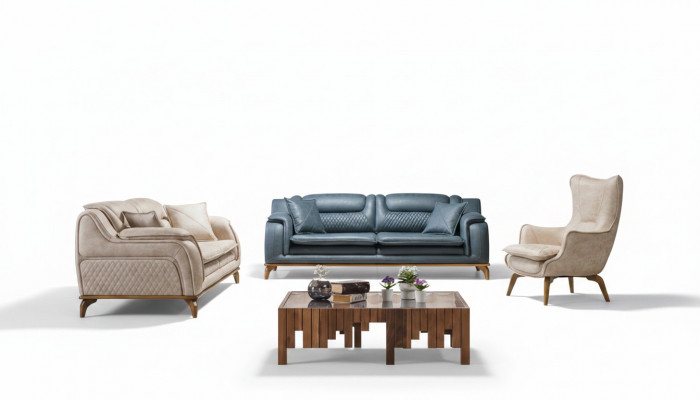 Bank Blau 3-zits woonkamer bankstel design Chesterfield Italiaanse stijl meubels