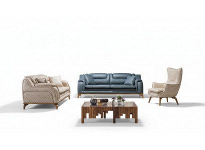Bank Blau 3-zits woonkamer bankstel design Chesterfield Italiaanse stijl meubels