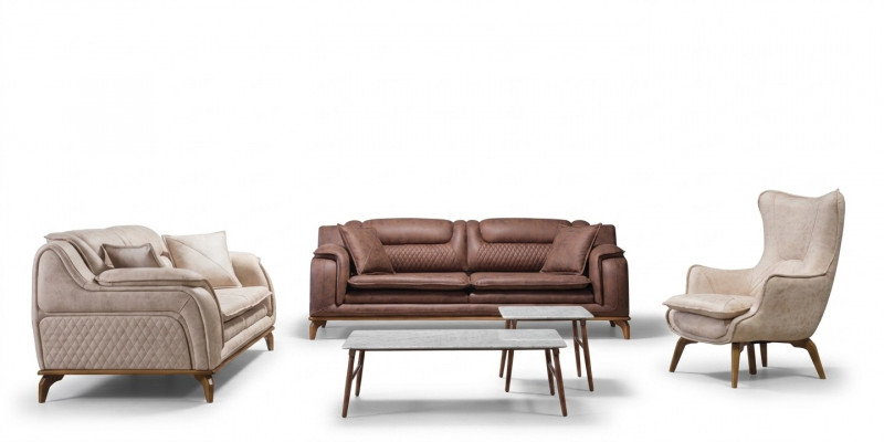 Design Bank Bank Sofa Set 331-zits Set Zitmeubel Leren Bankstellen