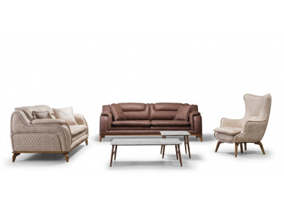 Design Bank Bank Sofa Set 331-zits Set Zitmeubel Leren Bankstellen