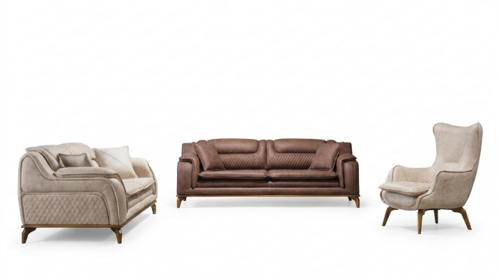 Bank Bruin 3-zits Woonkamer Klassiek Design Luxe Italiaanse Stijl 3-zits
