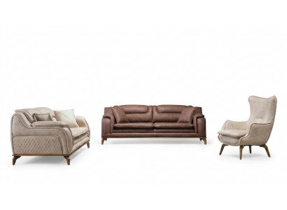 Bank Bruin 3-zits Woonkamer Klassiek Design Luxe Italiaanse Stijl 3-zits