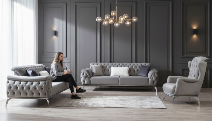 Chesterfield Bank Bank Driezitsbank Luxe meubilair Inrichting