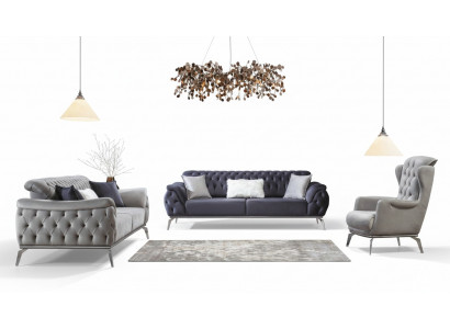 Bank Blau 3-zits woonkamer luxe ontwerp Chesterfield Italiaans