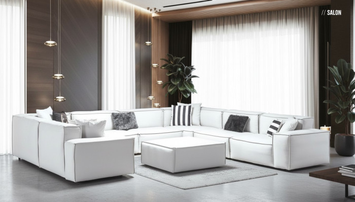 Hoekbank U-vorm Wit Woonlandschap Bank Bekleding Hoekbankbank Bank