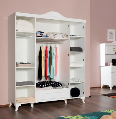 Kledingkast Kast Klassieke kasten Meubels Hout voor slaapkamer Wit Nieuw