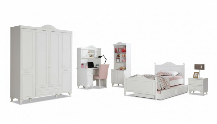 Kinderkamer Hout Jeugdkamer Bed Nachtkastje Modern Design Meubels Nieuw 2-delig.