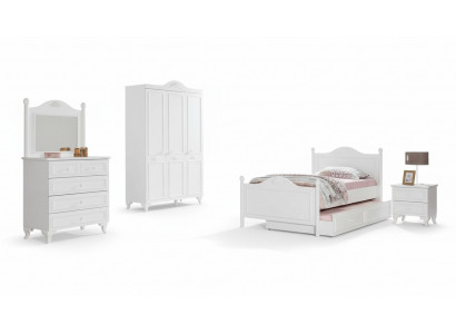 Tiener slaapkamer landhuisstijl hotel gastenkamer meubel compleet set 5-delig.