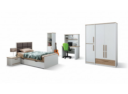 Modern jeugdkamer set Bed Nachtkastje Boekenkast Tafel Slaapkamer 5dlg.