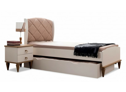 Kinderkamer set Beige Kinderbed Nachtkastje Jongenskamer Design Modern Nieuw 2-delig.