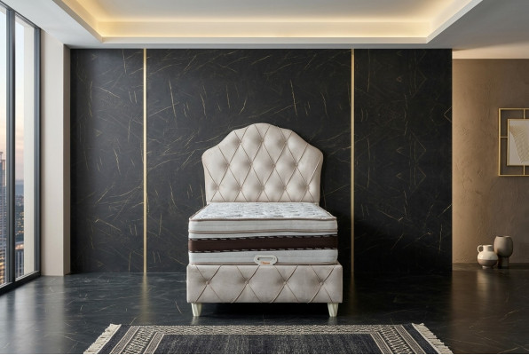 Bed wit Eenpersoonsbed Slaapkamer Boxspringbed Chesterfield Stijl Bedden