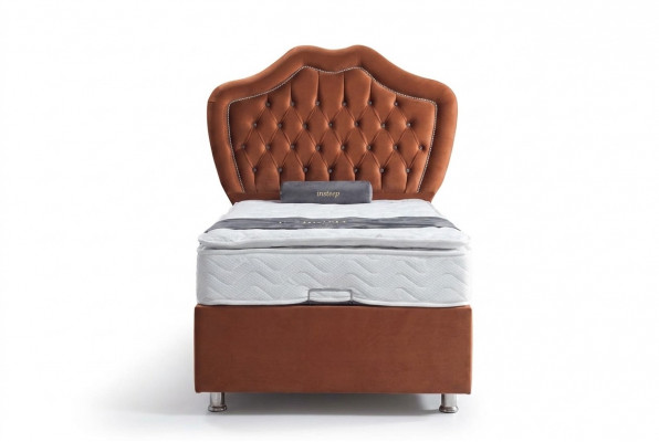 Bed Bruin Eenpersoons boxspring Bedden Luxe Slaapkamer Chesterfield
