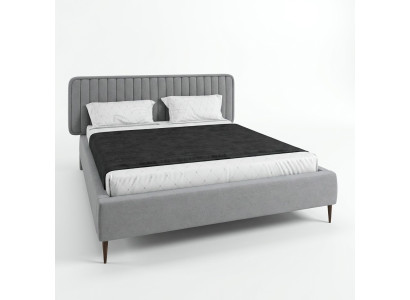 Bed Grijs Tweepersoonsbed Slaapkamer Hout Meubel Design Elegant Bekleed Stof Nieuw