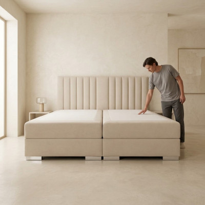 Comfortabel en functioneel bed is gemaakt van hoogwaardig materiaal in een moderne stijl.