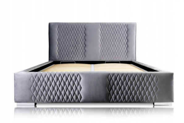 Bed Grijs Tweepersoonsbed Modern Elegant Bed Bekleed Stof Slaapkamer Modern Nieuw