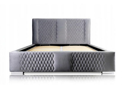 Bed Grijs Tweepersoonsbed Modern Elegant Bed Bekleed Stof Slaapkamer Modern Nieuw