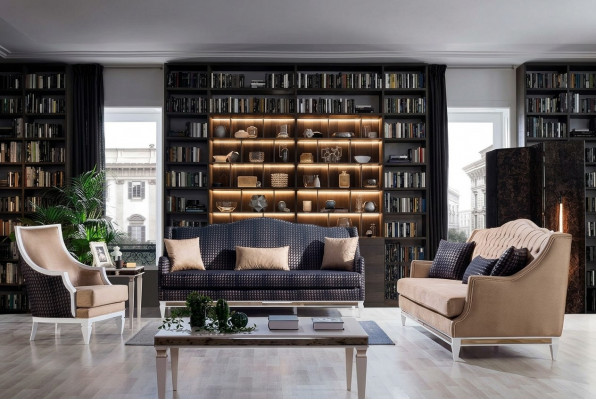 Moderne woonkamer bankstel bekleding driezitter design fauteuil 3-delig