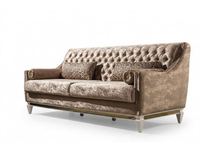 Beige 3-zits stoffen bank Chesterfield Driezitsbank Beklede Banken 3-zits