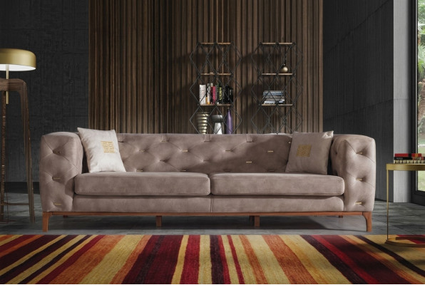 Sofa bank 3-zits bekleding woonkamer banken designmeubilair Taupe luxe
