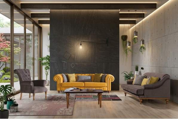Elegante bankstel set ontworpen door designer driezitter luxe fauteuil bankstel 3 delen.