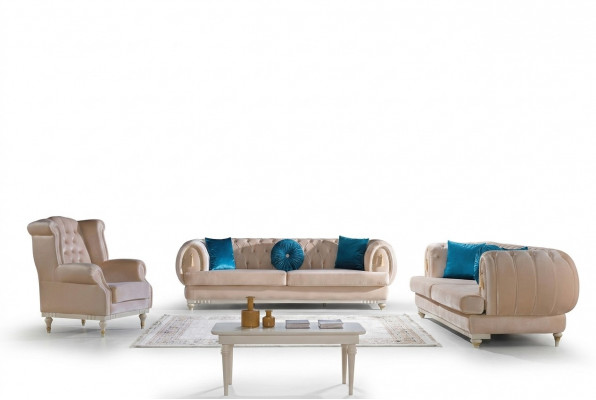 Beige bankstel 3+2+1 zits luxe gestoffeerde bankstellen Stijlvolle meubels