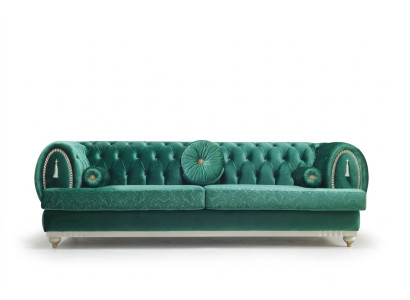 Moderne bank 3-zits groene bank Luxe woonkamerbank Houten frame